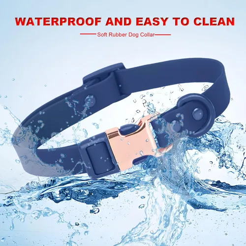Miniatura 6 de Collar de perro impermeable con hebilla de metal de seguridad, duradero y fácil de limpiar, collar de perro de goma suave, collares ajustables