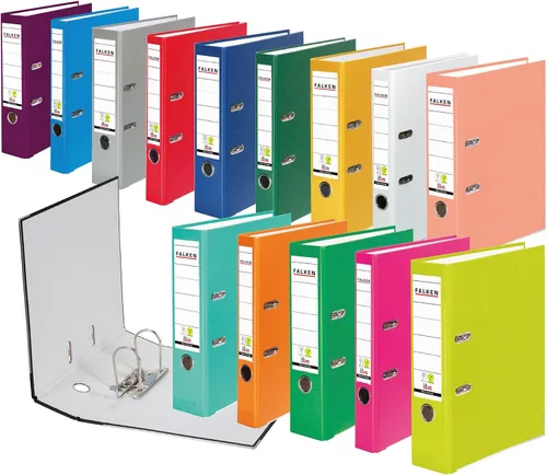 Miniatura 4 de Archivos de plástico originales Falken PP-Color. Fabricado en Alemania. Carpeta de anillos DIN A4 de 2.0 in de color pastel Aqua Carpeta de archivos