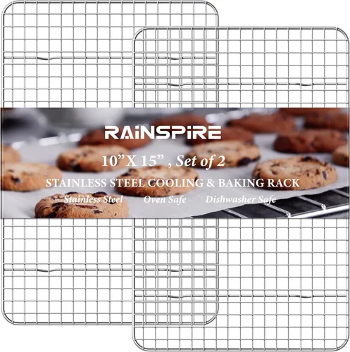 Miniatura 8 de Rainspire Rejilla de enfriamiento de acero inoxidable, estantes de enfriamiento resistentes para cocinar y hornear, estante de alambre apto