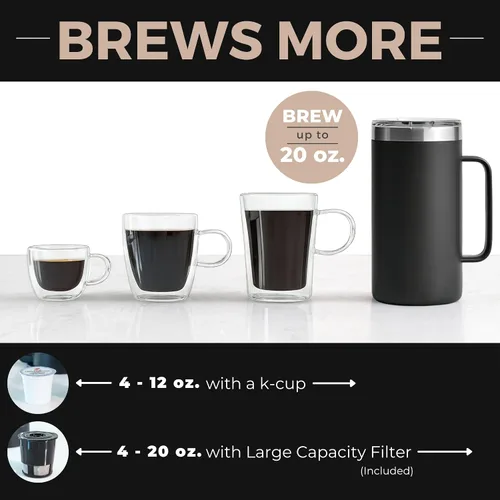 Miniatura 10 de VINCI Micro Café - Cafetera de vidrio de una sola porción más pequeña, compatible con K-Cups, cápsulas y café molido, infusión de flujo cerrado
