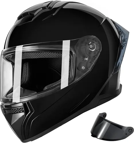 Miniatura 11 de Cascos de motocicleta de cara completa para adultos, casco de motocicleta para hombres y mujeres, aprobado por DOT con 2 viseras extraíbles