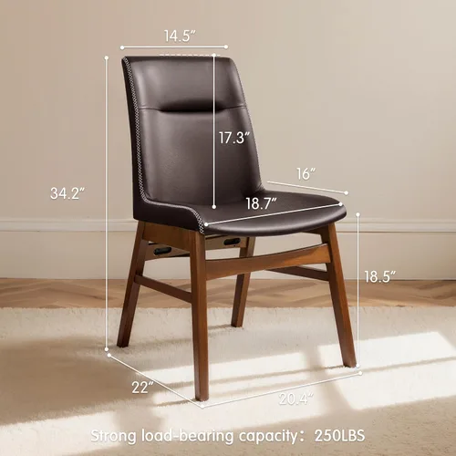 Miniatura 2 de SyMax Juego de 6 sillas de comedor de piel sintética con borde cosido, modernas sillas laterales de cocina de alta gama para dormitorio, sala