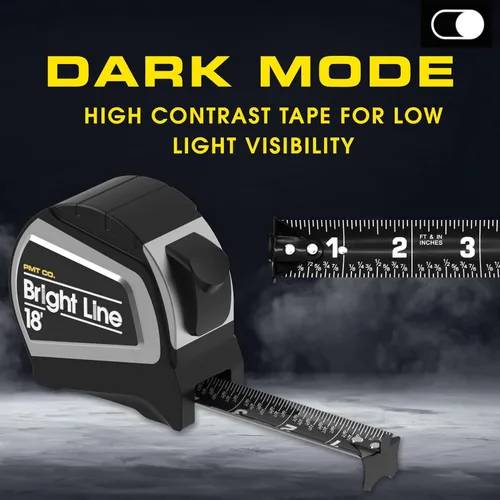 Miniatura 2 de Perfect Measuring Tape - BrightLine - Cinta métrica de alto contraste en modo oscuro de fácil lectura para visibilidad con poca luz - Estuche