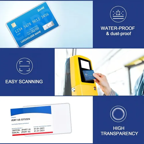 Miniatura 7 de Zonon Paquete de 48 fundas protectoras para tarjetas de seguridad social de 24 mil, soporte de plástico impermeable de PVC transparente, fundas