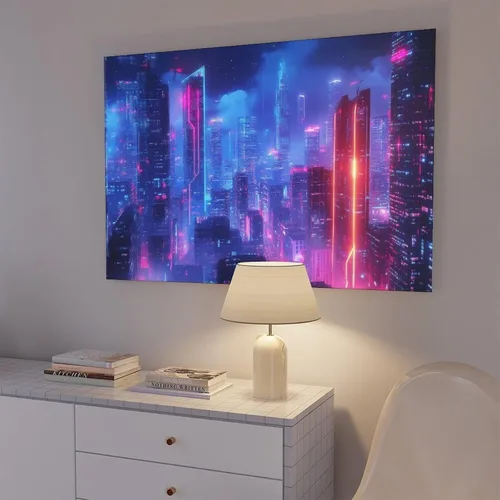 Miniatura 7 de ZMLIS Dreamy Neon Cyberpunk Poster, Retro Futuristic Wall Art Print, Niche Urban Night City Home Decor Canvas Poster Bedroom Decor Sports Landscape