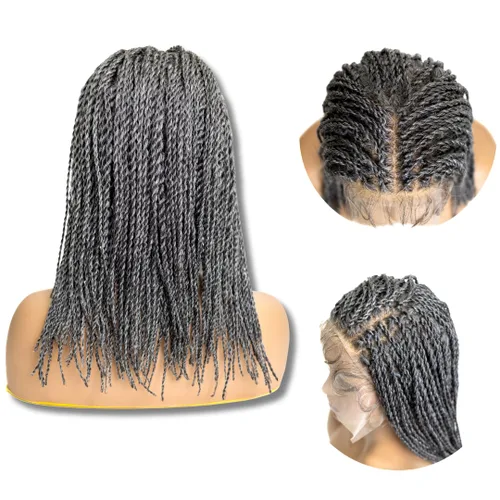 Miniatura 20 de PIB Peluca de encaje completo individual de 12 pulgadas, diseño de Passion Twist con raya cuadrada, pelucas trenzadas sin nudos para mujeres negras