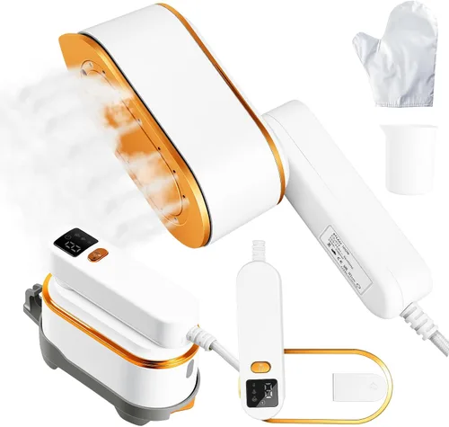 Miniatura 7 de Vaporizador portátil de viaje para ropa de 1200 W, potente vaporizador y plancha 2 en 1, calor rápido de 10 segundos, 4 modos con pantalla LED