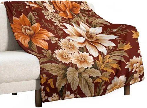 Miniatura 53 de Manta de vellón con estampado botánico de flores de terracota y primavera, manta de franela para el hogar, cama, sofá para niños y adultos, 70 x 80