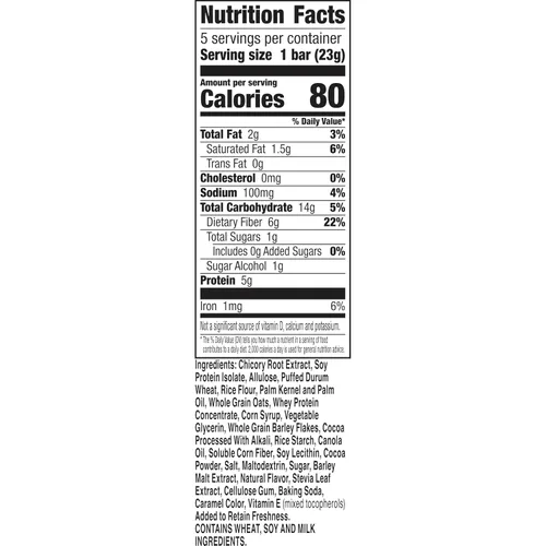 Miniatura 2 de Barras de snack masticables Fiber One de 70 calorías, chocolate, 5 unidades (Paquete de 2)