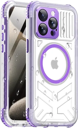 Miniatura 56 de Funda impermeable para iPhone 15 con Magsafe, protector de pantalla, cordón, IP68 militar de cuerpo completo a prueba de golpes, para deportes