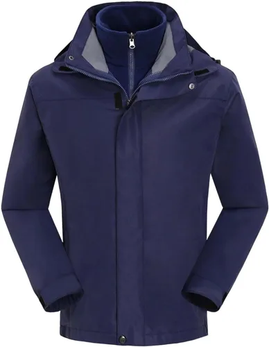 Miniatura 11 de Chaqueta de esquí 3 en 1 para hombre, impermeable, abrigo de nieve de invierno, resistente al viento, con capucha con forro polar cálido