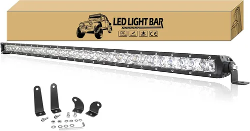 Miniatura 8 de Willpower Barra de luz LED de 19 pulgadas, 90 W, de una sola fila, foco delgado, luces LED todoterreno, luces de trabajo antiniebla para camiones
