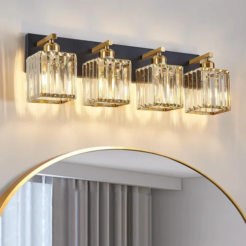Miniatura 8 de Moderna lámpara de tocador de baño de 3 luces de cristal cromado moderno sobre espejo cromado iluminación de tocador de cristal aplique de pared