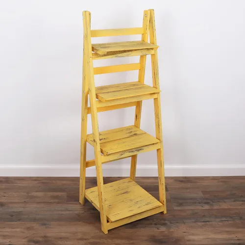 Miniatura 14 de Estante de escalera envejecido, estantería rústica inclinada para decoración del hogar (negro)