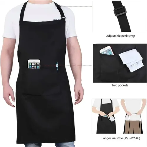 Miniatura 4 de 2 delantales de chef ajustables con 2 bolsillos, delantales de cocina para hornear, pintura para hombres y mujeres