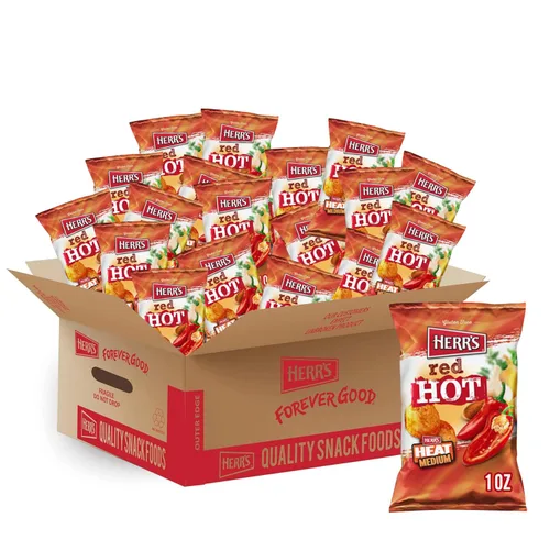Miniatura 10 de HERR'S Papas fritas Red Hot, 1 onza (paquete de 36 bolsas) – Papas fritas crujientes y picantes – Perfectas para los amantes de los snacks que les