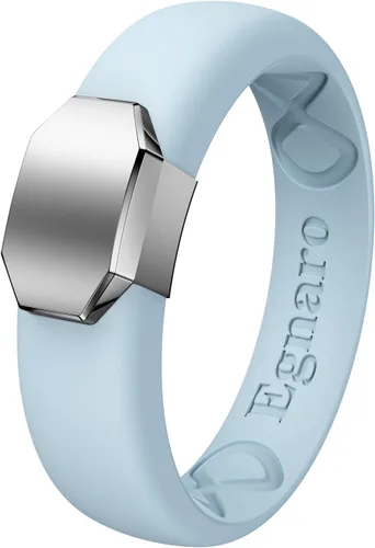 Miniatura 76 de Egnaro - Anillo de boda de silicona para mujer, diseño ergonómico y transpirable, ancho de 0.15 pulgadas, bandas de silicona flexibles con placa