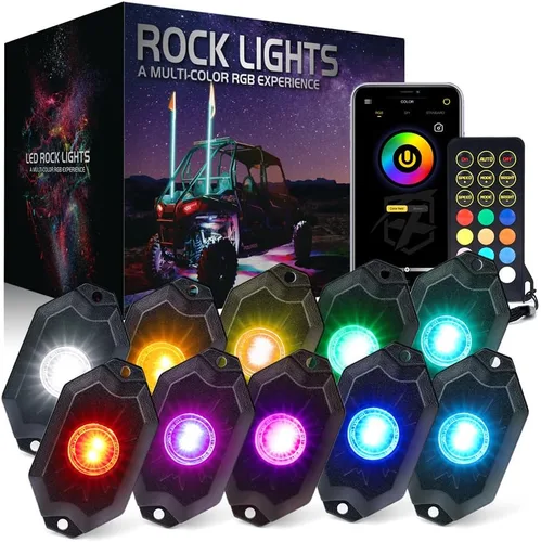 Miniatura 10 de Xprite - Kit de luces LED RGBW con Bluetooth y control remoto inalámbrico, luces de neón multicolor para vehículos, luces para ruedas y bajos