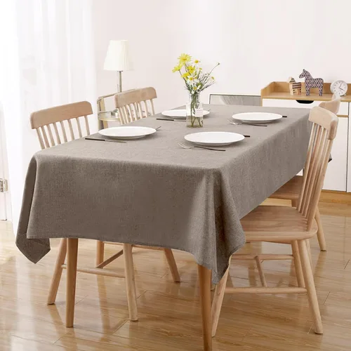 Miniatura 114 de Mantel para mesa rectangular de 55x71 pulgadas, de lino sintético, resistente a las arrugas e impermeable, color beige, para cocina, comedor