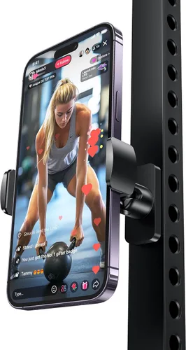 Stouchi Soporte magnético para teléfono de gimnasio, ajustable en 360° [imán doble N55], accesorios de gimnasio para mujeres/hombres, todo de metal,