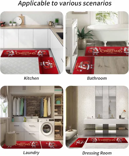 Miniatura 6 de Tapete de baño de Papá Noel para bañera, antideslizante, de secado rápido y absorbente, tierra de diatomeas, fregadero de ducha, cocina, lavable