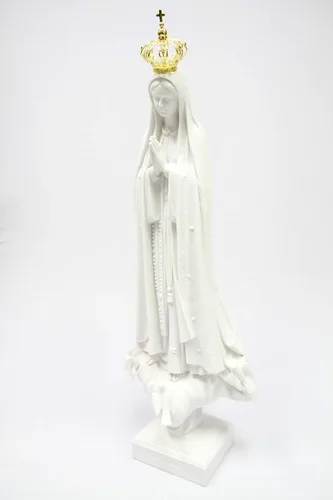 Miniatura 9 de Vittoria Collection Figura de escultura de Virgen María con corona blanca de 28 pulgadas, hecha en Italia, interior y exterior, para jardín, gruta