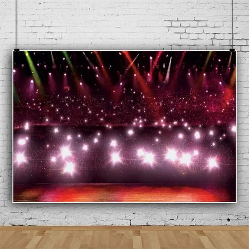 Miniatura 7 de Yeele Telón de fondo de discoteca para club nocturno, fiesta musical de neón de los años 90, escenario brillante con luces, decoración de pared