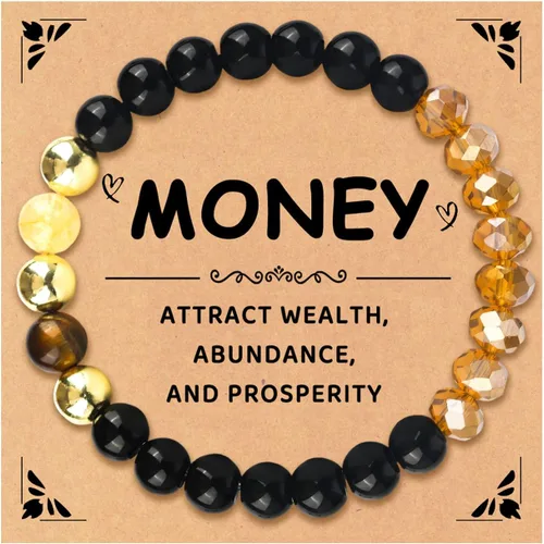 Miniatura 10 de Money Wealth Success Pulsera de protección para hombres y mujeres, 0.315 in, piedra natural, jade y citrino, ágata de la suerte, pulsera
