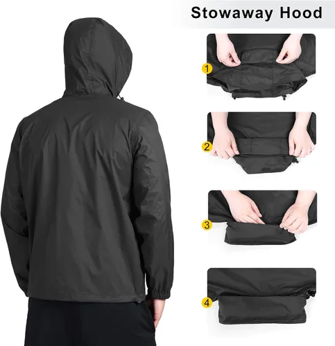 Miniatura 3 de Outdoor Ventures Caspar - Chubasquero impermeable para hombre, con capucha, para lluvia