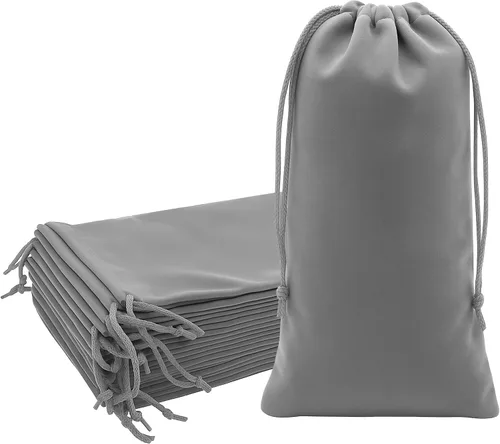 Miniatura 30 de Mandala Crafts Bolsas de terciopelo negro con cordón de 14 x 14 pulgadas, 10 bolsas grandes de terciopelo con cordón a granel para regalos de fiesta