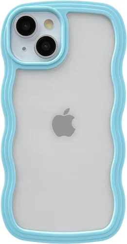 Miniatura 11 de Caseative Funda para iPhone 13, color negro Forma de marco de onda rizada linda a prueba de golpes suave