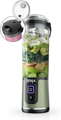 Ninja Blast Batidora portátil, inalámbrica, recipiente de 18 onzas, licuadora personal para batidos y licuados, sin BPA, tapa a prueba de fugas y