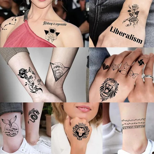 Miniatura 4 de EGMBGM 52 hojas de tatuajes temporales pequeños para niños, niños y niñas, tatuajes tribales de animales, mariposas, anclas, brújulas, pegatinas
