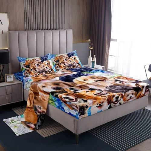 Miniatura 22 de Feelyou Juego de ropa de cama de tamaño individual con diseño de gato colorido para niños, adolescentes y niñas, decoración de habitación de gato