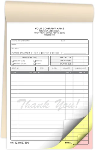 Miniatura 7 de Libros NCR autocopiativos personalizados de 5.5 x 8.5 pulgadas en facturas duplicadas de 2 partes, recibos, órdenes de trabajo, órdenes de venta