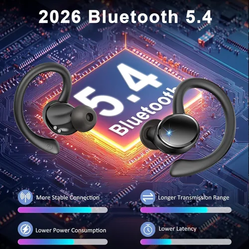 Miniatura 2 de Auriculares inalámbricos, Bluetooth 5.4 deportivos, sonido de graves profundos de 50 horas con 4 micrófonos ENC con cancelación de ruido, pantalla