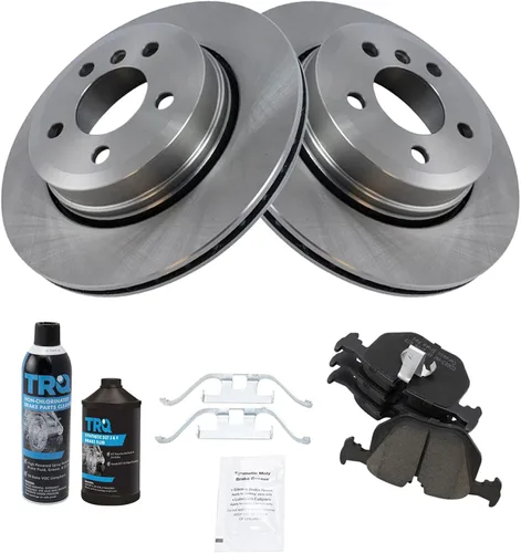 Miniatura 3 de TRQ Kit de pastillas de freno trasero y rotor, kit químico de freno, pastillas de freno Rotor de freno de cerámica compatible con BMW X3 2004-2010
