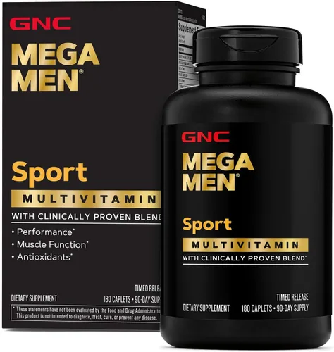 GNC Mega Men Sport Multivitamínico | Rendimiento, función muscular y salud general | 180 unidades