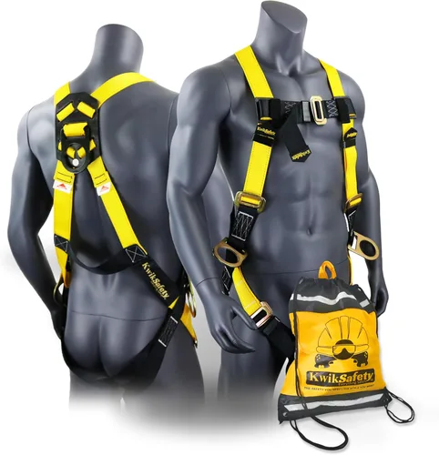 KwikSafety - Fall Protection Safety Harness - Construction & Roofing Fall Arrest Safety Harnesses - ANSI OSHA Compliant Estándar