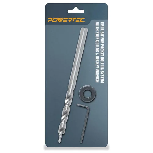 Miniatura 16 de POWERTEC Juego de collar de tope de broca, juego de 7 piezas de tapón de profundidad de broca ajustable con llave Allen, tope de brocas con marcas