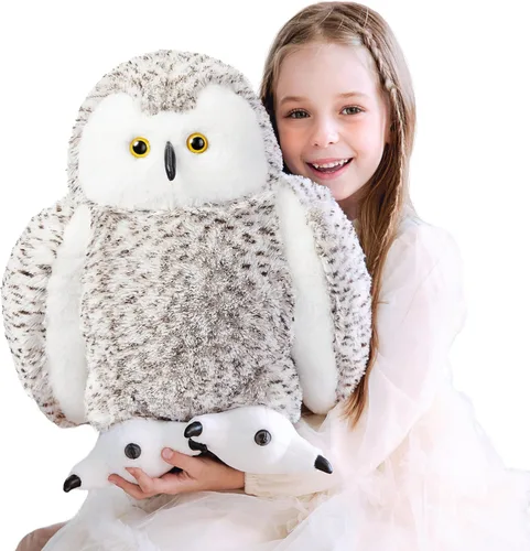 IKASA Juguete de peluche gigante realista de búho nevado, 17 pulgadas, juguetes suaves y bonitos de tamaño grande, enorme peluche jumbo, regalos