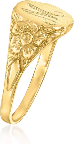Miniatura 3 de Ross-Simons 14kt Yellow Gold Personalized Floral Signet Ring