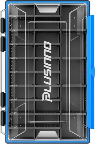 PLUSINNO Organizador de Caja de Aparejos, Paquetes de 1/2, Bandejas de Aparejos Impermeables, Caja de Aparejos de Pesca con Divisores Removibles,