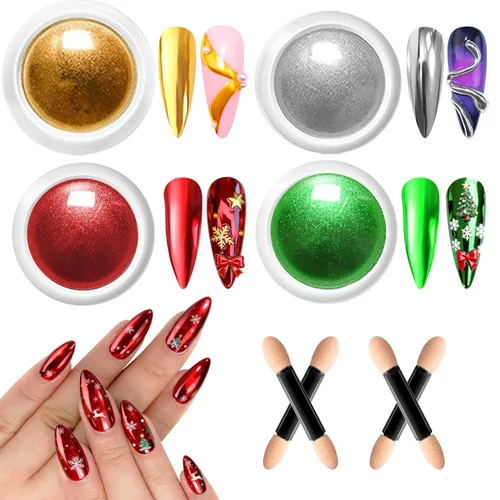 Miniatura 13 de 2 piezas de polvo de uñas cromado: polvo de uñas cromado cobre efecto espejo, espejo metálico, polvo de uñas naranja cromado para decoración