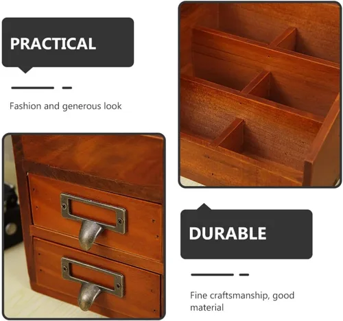 Miniatura 9 de Zerodeko Organizador de maquillaje para tocador, organizador de mesa de madera, soporte de almacenamiento de artículos diversos
