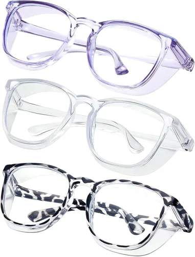 Miniatura 22 de Gafas de seguridad para enfermeras, gafas protectoras – Antivaho marco cuadrado elegante gafas transparentes para mujeres y hombres C16-negro Gery