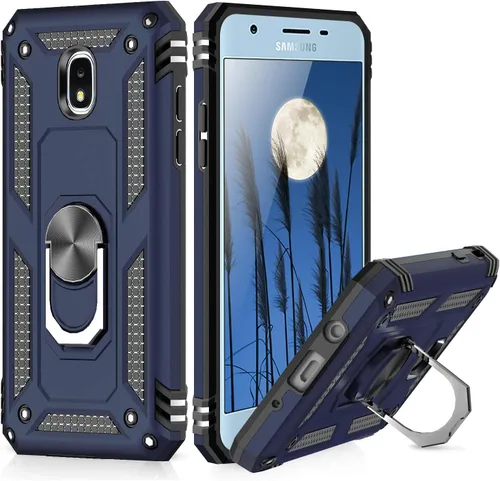 Miniatura 9 de TJS Funda para teléfono compatible con Samsung Galaxy J7, anillo de metal magnético con soporte protector (negro)