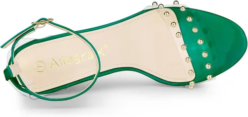 Miniatura 5 de Allegra K Sandalias de tacón de bloque transparente con correa al tobillo para mujer
