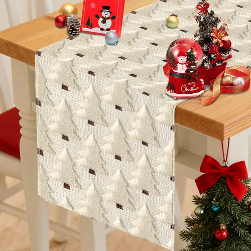Miniatura 3 de Nialnant Caminos de mesa de Navidad, decoraciones de mesa de invierno de Navidad con bolas de Navidad, flores de nochebuena, camino de mesa