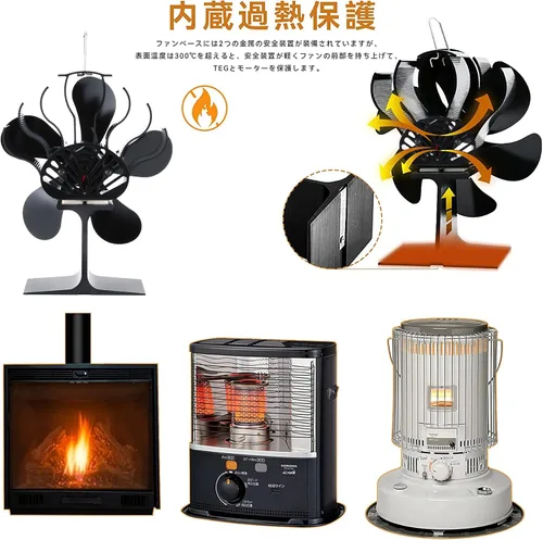 Miniatura 5 de Ventilador de estufa de leña, ventiladores de estufa de tubería para quemador de leña de leña, chimenea Slient, distribución de calor eficiente